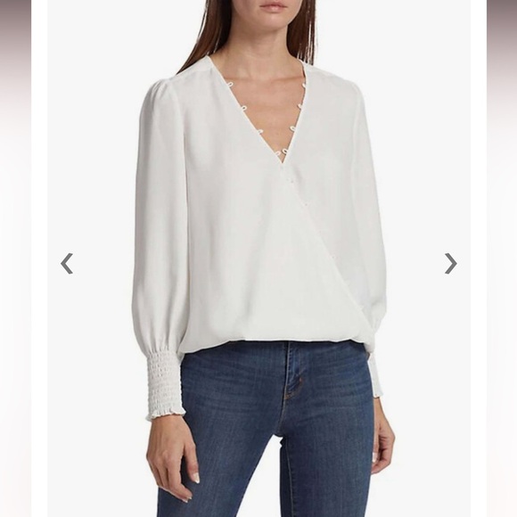 L'AGENCE Ivory Enzo Cross Front Blouse Smocked Cuffs Size XXS - Picture 15 of 16